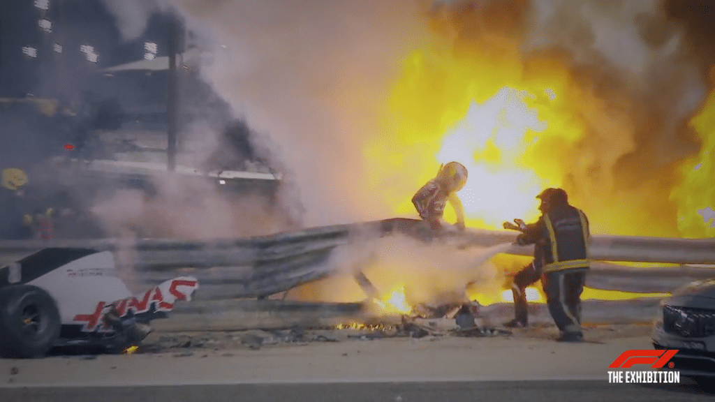 Previously unseen remains of Romain Grosjean’s car from 2020 crash